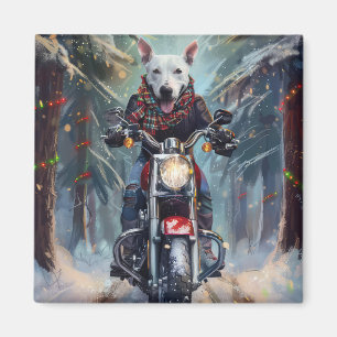 Imán Bull Terrier Perro Montando Motocicleta Navidad