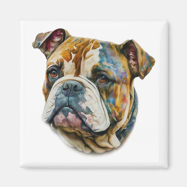 Imán Bulldog acuarela (Frente)