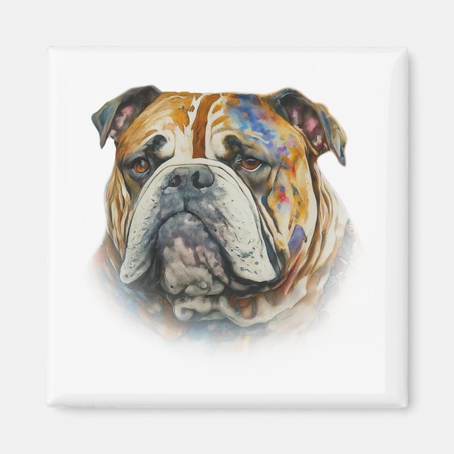 Imán Bulldog acuarela (Frente)