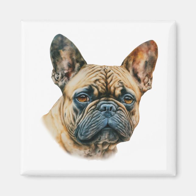Imán Bulldog acuarela francés (Frente)