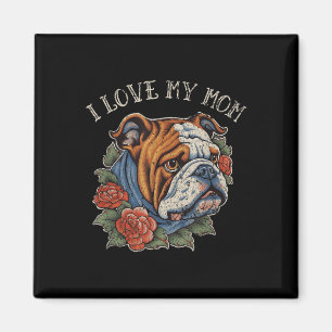 Imán Bulldog Amo A Mamá Perro Tattoo
