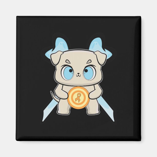 Imán Bulldog Anime Pup Leukemia Conciencia (Frente)