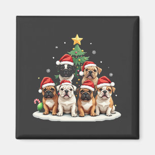Imán Bulldog Árbol de Navidad Santa Hat Puppy Amantes