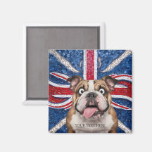 Bulldog británico con bandera de la Unión como fon