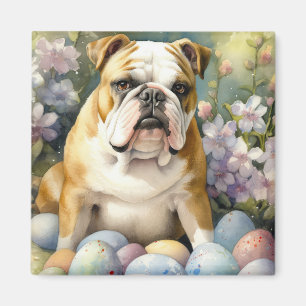 Imán Bulldog con huevos de Pascua festivos