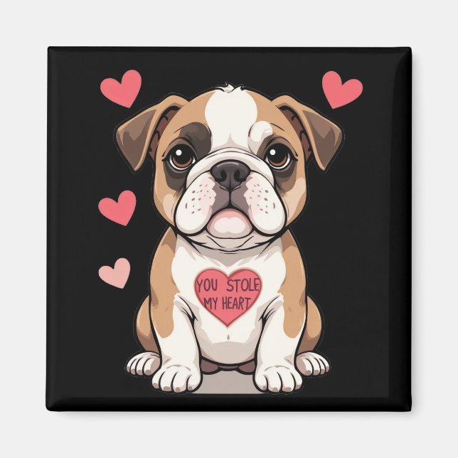 Imán Bulldog con mensaje de corazón (Frente)