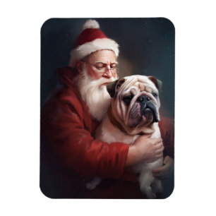 Imán Bulldog Con Navidades Festividades De Santa Claus