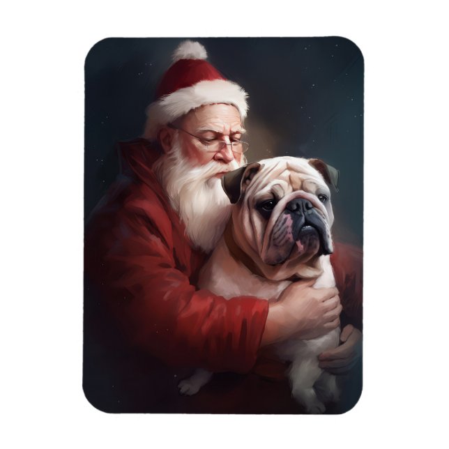 Imán Bulldog Con Navidades Festividades De Santa Claus (Vertical)