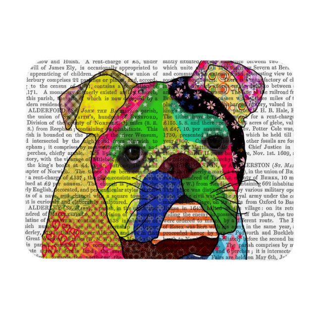 Imán Bulldog de trabajo en mosaico (Horizontal)