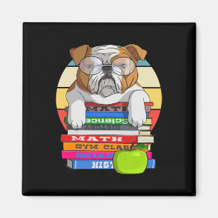 Imán Bulldog De Vuelta Al Libro Escolar Gusano