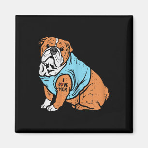 Imán Bulldog en inglés que amo a mamá, madre, dueña del