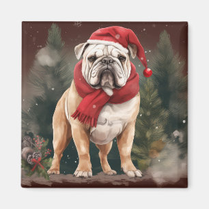 Imán Bulldog en Navidad con Nieve