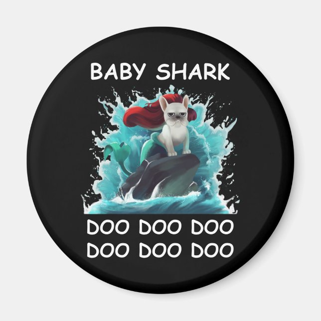 Imán Bulldog francés | Baby Shark Doo Doo Doo (Frente)