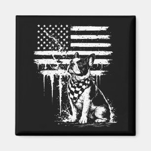 Imán Bulldog francés bandera americana 4 de julio amant