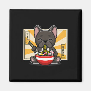Imán Bulldog francés come fideos animales
