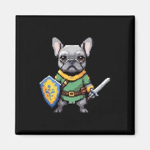 Imán Bulldog Francés Como Personaje De Videojuego Retro