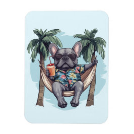 Imán Bulldog Francés con Top Hawaiano