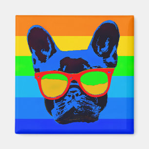 Imán Bulldog francés de arte pop colorido