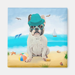 Imán Bulldog Francés en la Playa