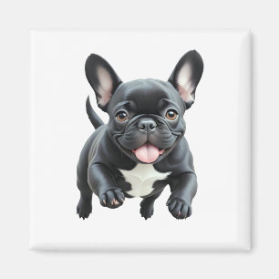 Imán Bulldog francés feliz diversión juguetona saltando
