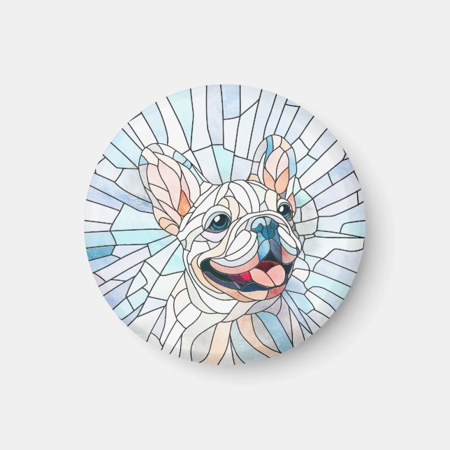 Imán Bulldog francés - Frenchie - mosaico pastel (Frente)