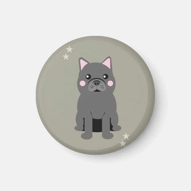 Imán Bulldog Francés Gris Mejillas Lindas (Frente)