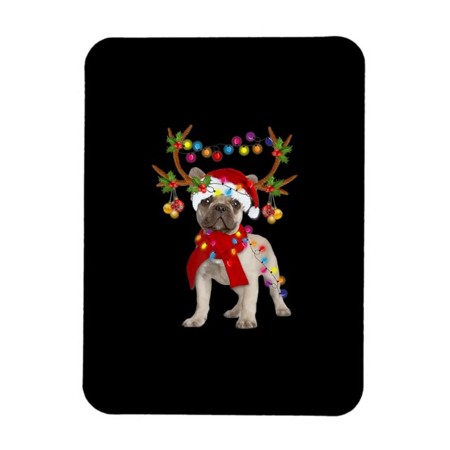 Imán Bulldog francés: magnífico árbol de navidad de ren (Vertical)