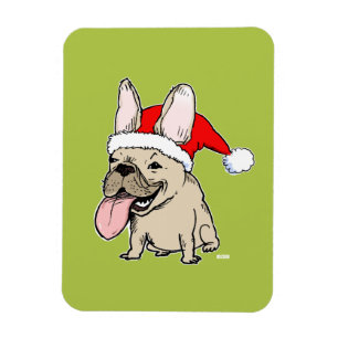 Imán Bulldog francés Papá Noel - navidad divertido de