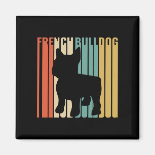 Imán Bulldog francés retro 1970 Perro Silhouette French