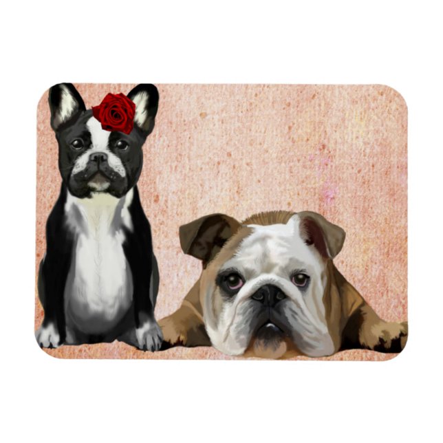 Imán Bulldog francés y Bulldog inglés (Horizontal)