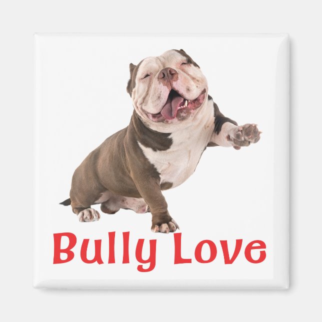 Imán Bulldog gracioso americano Bully Love Puppy Dog (Frente)