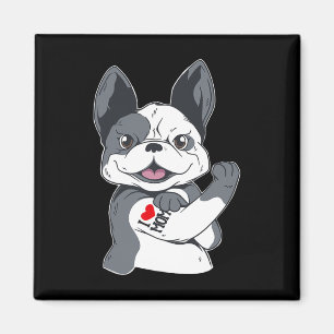 Imán Bulldog gracioso que amo a mamá Tattoo