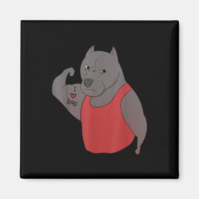Imán Bulldog gracioso que amo a papá Tattoo Lover (Frente)