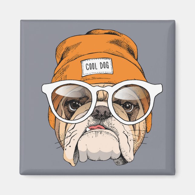 Imán Bulldog Guay Hipster (Frente)