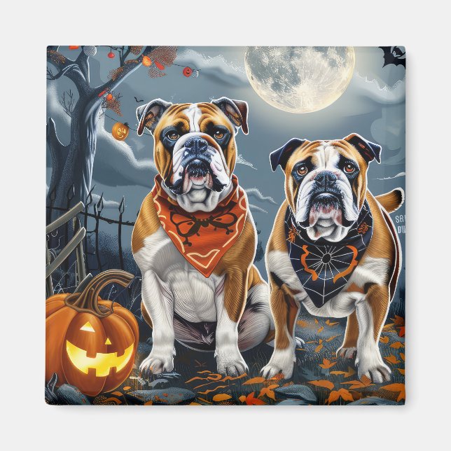 Imán Bulldog Halloween Espeluznante (Frente)