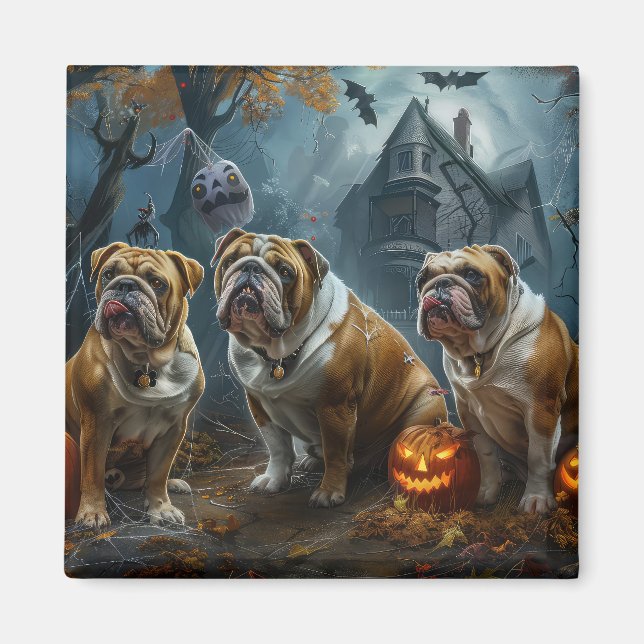 Imán Bulldog Halloween Noche Doggy Delight (Frente)