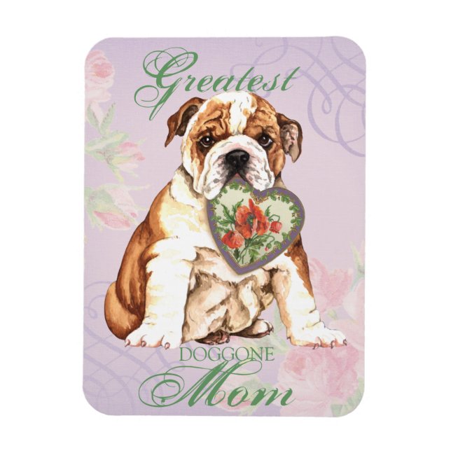 Imán Bulldog Heart Mom (Vertical)