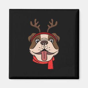 Imán Bulldog Inglés Cuerno de Reno Navidad Navidad