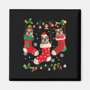 Imán Bulldog inglés en Navidades de choque Perro Santa