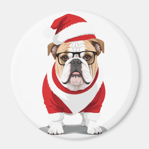Imán Bulldog Inglés En Santa Costume Adorable Gracioso