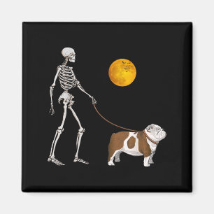 Imán Bulldog Inglés Esqueleto Perro Caminando Halloween