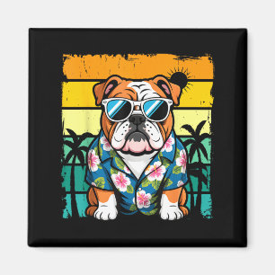 Imán Bulldog inglés gafas de sol playa hawaiana verano 