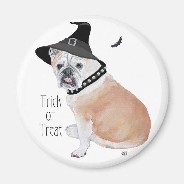 Imán Bulldog inglés Halloween Magnet (Frente)