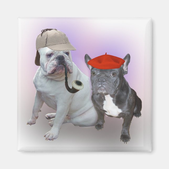 Imán Bulldog inglés y Bulldog francés (Frente)