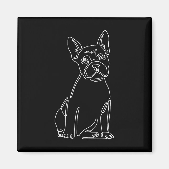 Imán Bulldog Line Art Cute Diversión Perro Mamá (Frente)