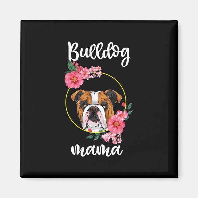 Imán Bulldog Mama Floral (Frente)