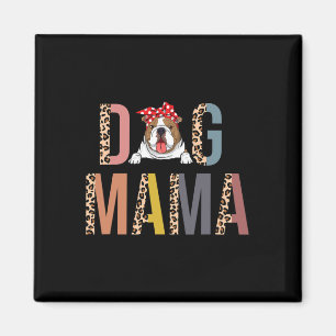 Imán Bulldog Mama Leopard Print Dog Mom
