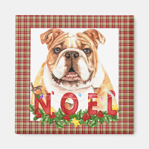Imán Bulldog Noel Navidad Acuarela 