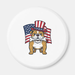 Imán Bulldog Patriótico Con Diseño De Vector De Bandera