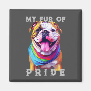 Imán Bulldog Perro Arcoiris Gracioso Mi Orgullo De Piel